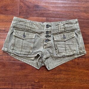 Women's Olive Green Button-Up Cargo style Shorts